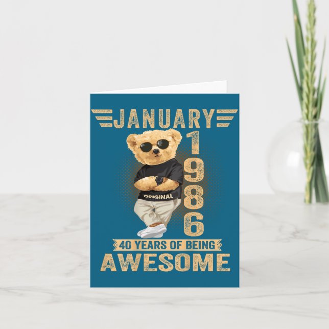 (on Back) January 40th Birthday Men Women 1986 Ted Karte (Vorderseite)