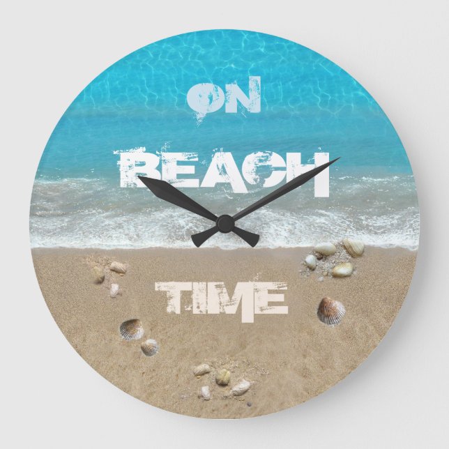 On Beach Time (anpassbare Uhr) Große Wanduhr (Vorderseite)