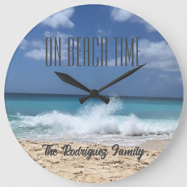 On Beach Time Personalisiert Family Beach Zuhause Große Wanduhr