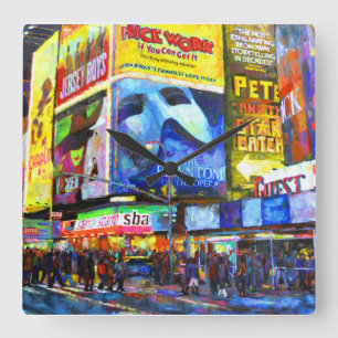 On Broadway Quadratische Wanduhr