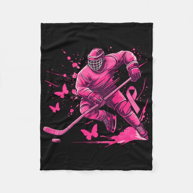 (on Ck) Ice Hockey Breast Cancer Awareness Player  Fleecedecke (Vorderseite)