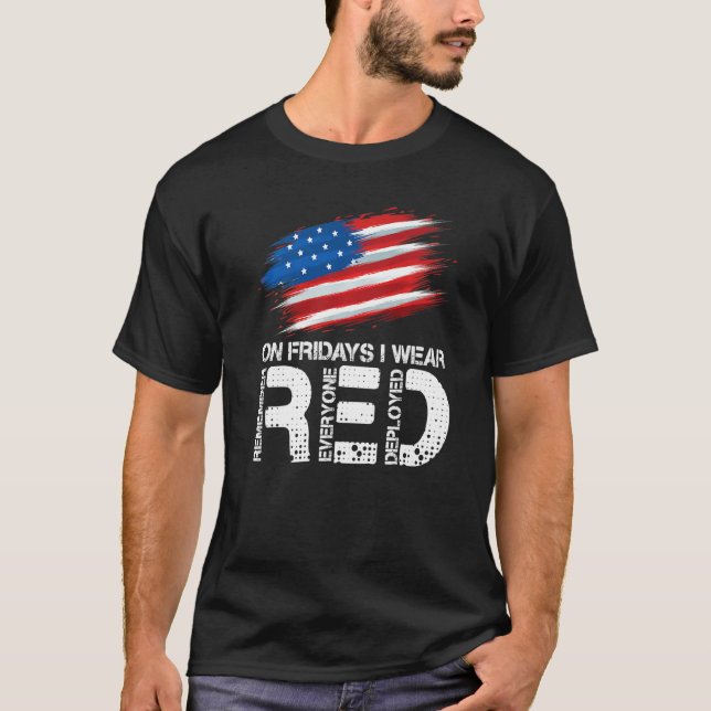 On Friday I Wear Red Support American Troops Vinta T-Shirt (Vorderseite)