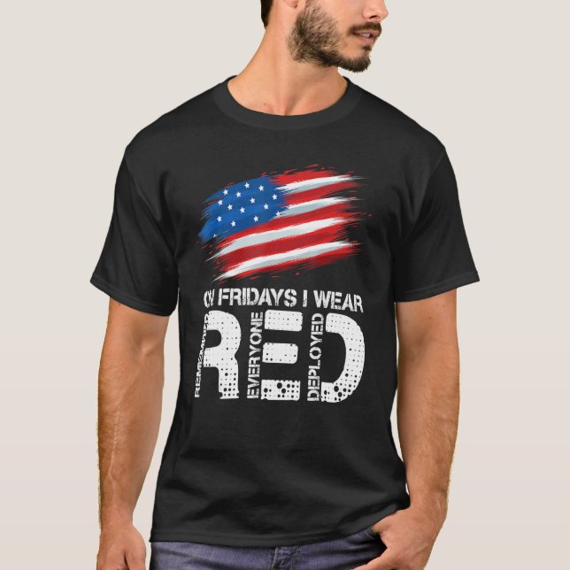 On Friday I Wear Red Support American Troops Vinta T-Shirt (Vorderseite)