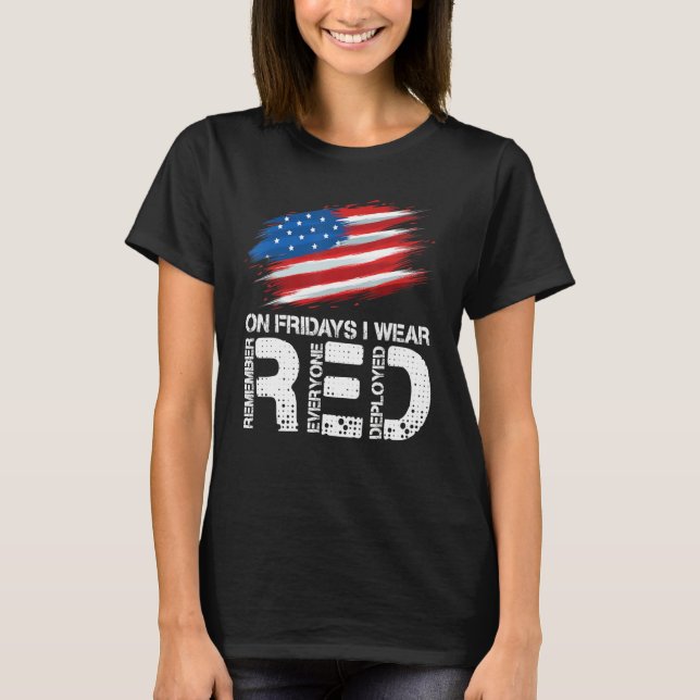 On Friday I Wear Red Support American Troops Vinta T-Shirt (Vorderseite)