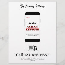 On Line Gitarren Lektionen Flyer Doppelseitige Dru