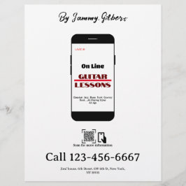 On Line Gitarren Lektionen Flyer Doppelseitige Dru