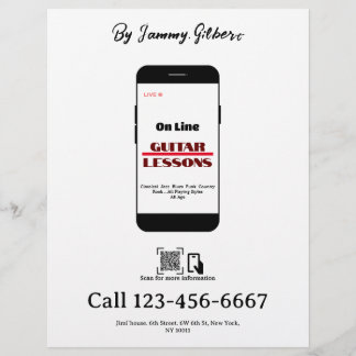 On Line Gitarren Lektionen Flyer Doppelseitige Dru