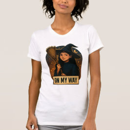 On My Way | Cute Witch Wall Art T-Shirt