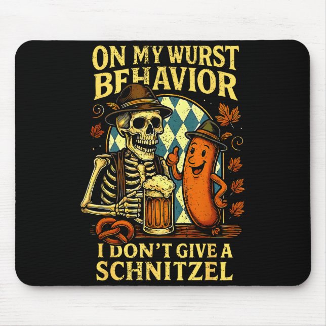 On My Wurst Behavior Funny Skeleton And Dog  Mousepad (Vorne)