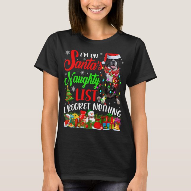 On Santas Naughty List Xmas Boxer T Shirt  (Vorderseite)