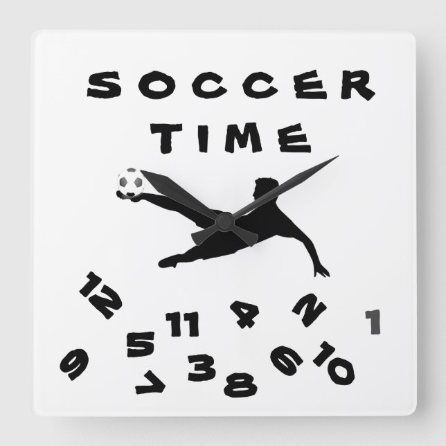 "ON ***SOCCER TIME**** WITH THIS FUN CLOCK QUADRATISCHE WANDUHR (Vorderseite)