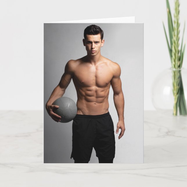 On The Ball Hot Guy Greetings Card Karte (Vorderseite)