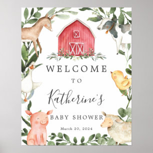 On The Farm Baby Shower Welcome Sign Poster