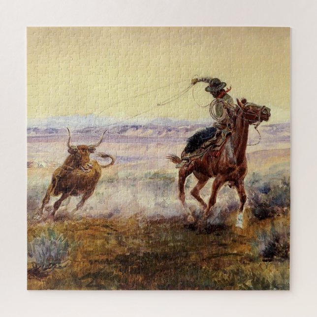 "On the Pond" von Charles M Russell Puzzle (Vertikal)