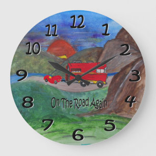 on the road again wall clock große wanduhr
