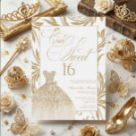 Once Upon a Sweet 16 Gold Princess Birthday Einladung<br><div class="desc">Celebrate her fairytale milestone with this elegant Once Upon a Sweet 16 invitation. Designed with a glamorous gold ball gown dress and soft princess-inspired details, this invitation sets the tone for a magical Sweet 16 celebration. Perfect for modern princess themes, fairytale birthdays, and luxe rose gold parties. Easily personalize all...</div>
