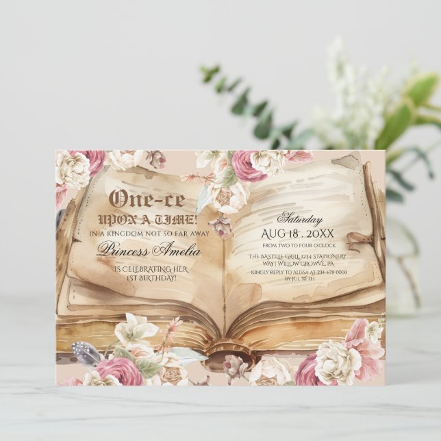 Once Upon A Time 1st Birthday Party Einladung (Stehend Vorderseite)