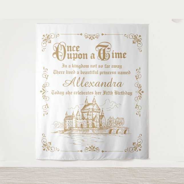Once upon a Time royal backdrop gold and white Wandteppich (Vorderseite)