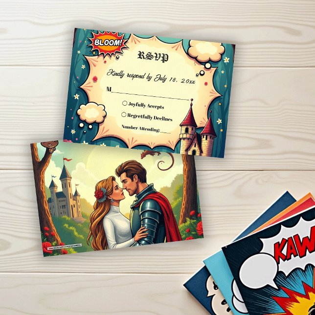 Once Upon A Time Woodland Castle Fairytale Wedding RSVP Karte (Von Creator hochgeladen)