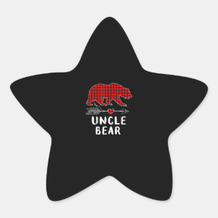 Oncle Bear Gift   Bear Lover Red Theme Geschenke Stern-Aufkleber