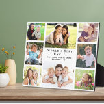 Oncle Foto Collage Fotoplatte<br><div class="desc">Geben Sie dem besten Onkel je eine maßgeschneiderte Collage-Plakette mit 8 Fotos seiner Nichten und Neffen,  ihren Namen und "Weltbesten Opa" in eleganter Typografie.</div>