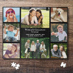 Oncle Foto Collage Puzzle<br><div class="desc">Geben Sie dem weltbesten Onkel ein lustiges, individuelles Foto Collage Puzzle, das er schätzen und jahrelang genießen wird. Sie können mit 8 Fotos von Nichten, Neffen, Familienmitgliedern usw. personalisieren, einstellen, ob er "Onkel", "Tio" usw. genannt wird, und Namen in weißer Typografie auf schwarzem Hintergrund hinzufügen.</div>