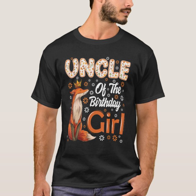 Oncle Fox Animal Birthday Girl Fox B Day Family T-Shirt (Vorderseite)