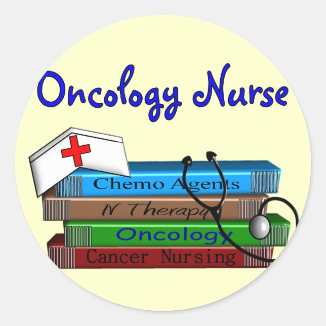 Oncolgoy Nurse "Books" Design Runder Aufkleber (Vorderseite)