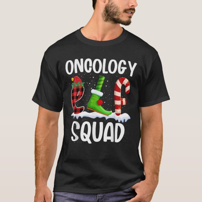 Oncology Elf Squad Funny Oncology Nurse Elf Christ T-Shirt (Vorderseite)