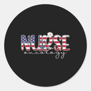 Oncology-Krankenschwester 4. Juli US-Flagge Kranke Runder Aufkleber