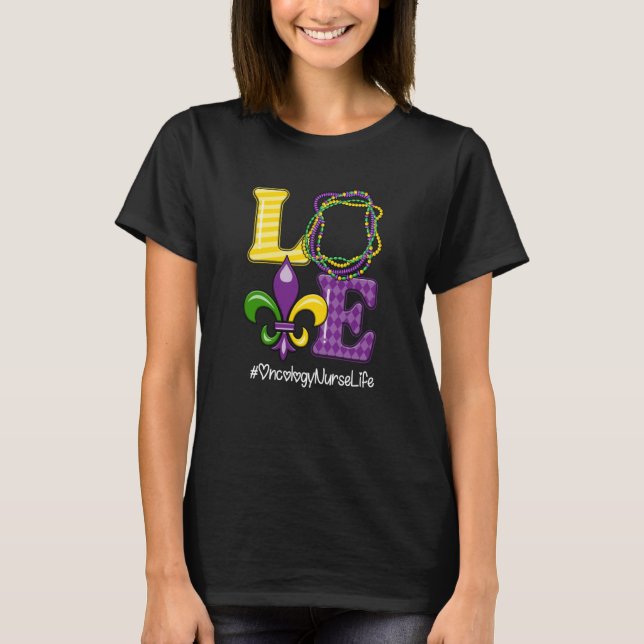Oncology Nurse Nurse Mardi Gras Leopard Festival P T-Shirt (Vorderseite)