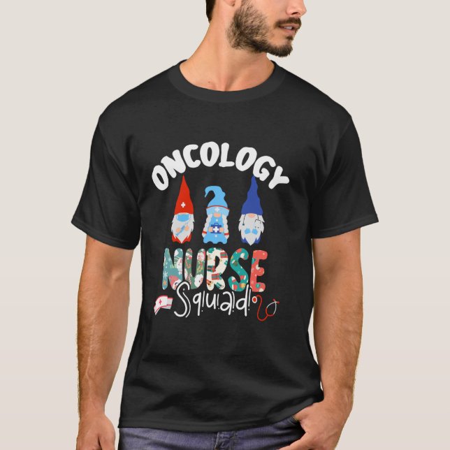 Oncology Nurse Squad Funny Gnomes Ugly Christmas S T-Shirt (Vorderseite)