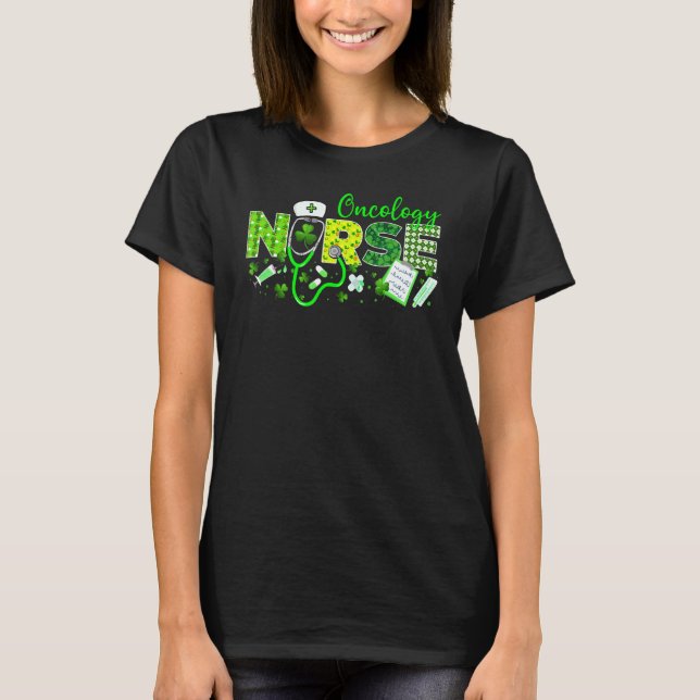 Oncology Nurse St Patricks Day Liebe Stethoscope R T-Shirt (Vorderseite)