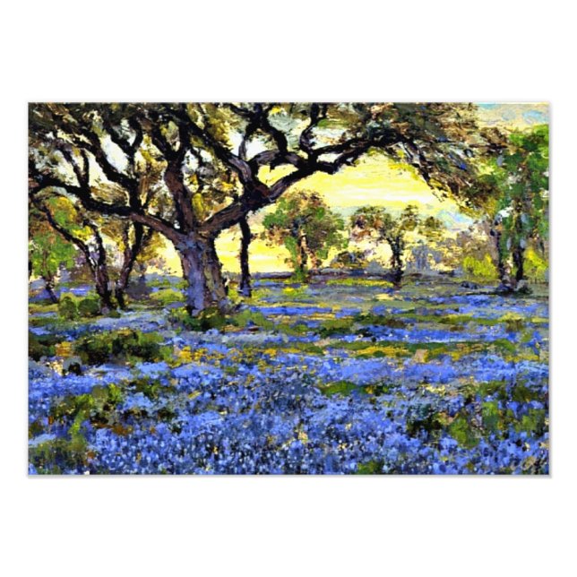 Onderdonk - Alter Eichenbaum und Bluebonnets Fotodruck (Vorne)