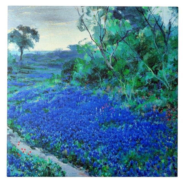 Onderdonk - Bluebonnets am Misty Morning Fliese (Vorderseite)
