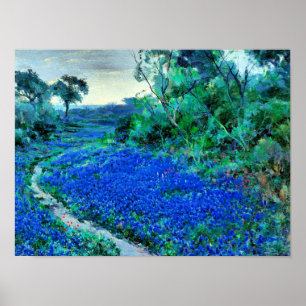 Onderdonk - Bluebonnets am Misty Morning Poster