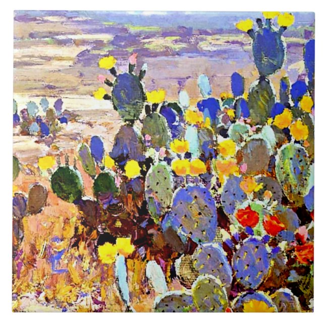 Onderdonk - Mit Cacti, Fine Art Malerei Fliese (Vorderseite)