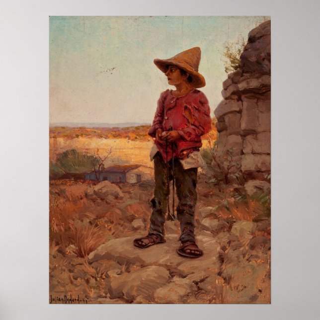 Onderdonk - Ziegenherder im Steinbruch San Antonio Poster (Vorne)