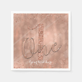 ONE 1. Geburtstag Imitate Rose Gold Glitzer Party Serviette
