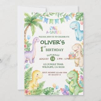 One-a-Saurus-Dinosaur 1. Geburtstag Einladung