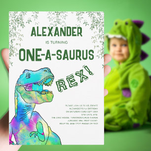 One-A-Saurus Dinosaur 1. Geburtstags-Party Einladung