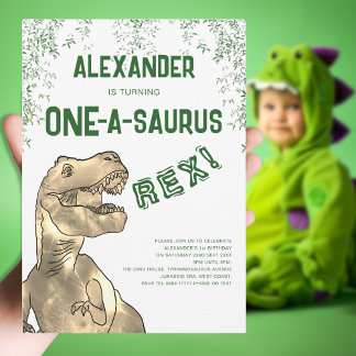 One-A-Saurus Dinosaur 1. Geburtstags-Party Einladung
