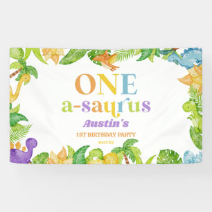 One A-Saurus Dinosaur 1. Geburtstagsparty Banner