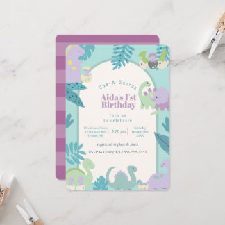 One-A-Saurus dinosaur birthday invitation Einladung