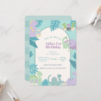 One-A-Saurus dinosaur birthday invitation Einladung