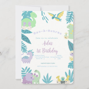 One-A-Saurus Dinosaur Geburtstag Einladung