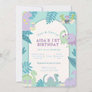 One-A-Saurus Dinosaur Geburtstag Einladung