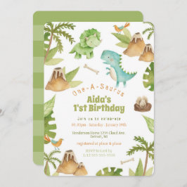 One-A-Saurus-Dinosaurier - Einladung zum Geburtsta