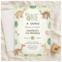 One a Saurus Einladung zum 1. Geburtstag