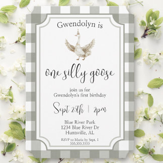 "One Albern Goose Niedlich Picnic First Birthday P Einladung